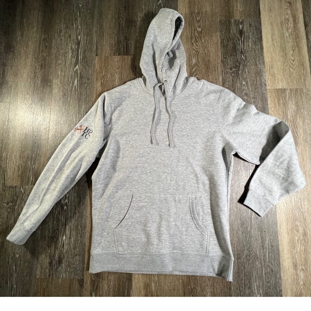 District V.I.T. Fleece Hoodie Mens Large Gray HPTC Sleeve Graphic Sweatshirt